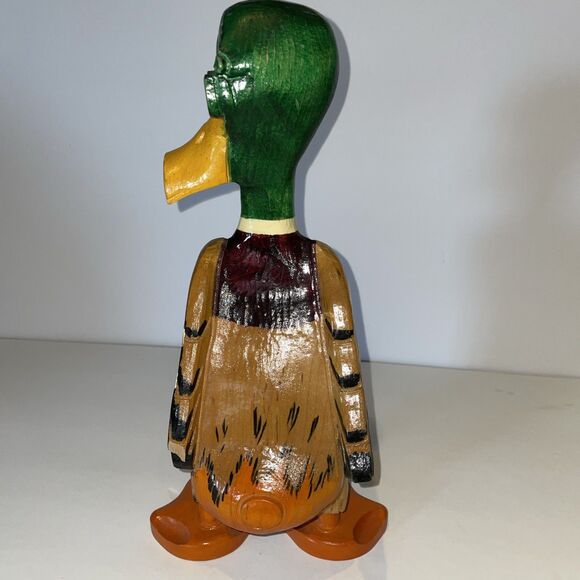 Vtg Lonzo Originals Hand Carved Wooden Duck Figurine 13” Indianapolis Folk Art - Picture 4 of 7